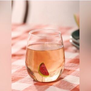 Anthropologie Watermelon Slice Stemless Wine Glass